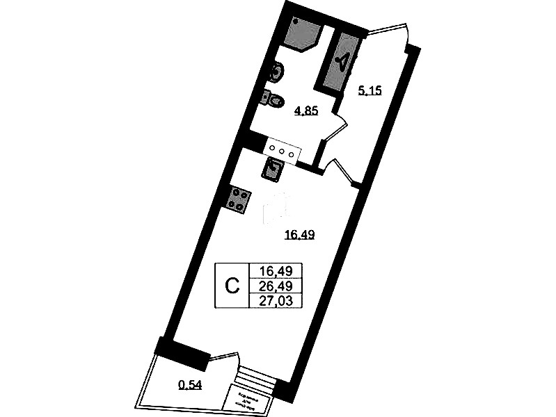 Квартира студия 27.03 м², 10/11 эт., ЖК «VEREN NORT Сертолово»